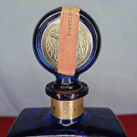 Cobalt Whisky Decanter Blue Liquor Bottle Anniversary VTG American Legion 50th - Picture 8 of 15